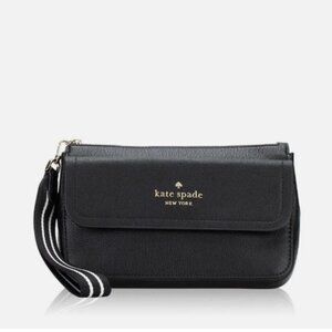 Kate Spade Rosie Black Medium Flap Wristlet Pebbled Leather